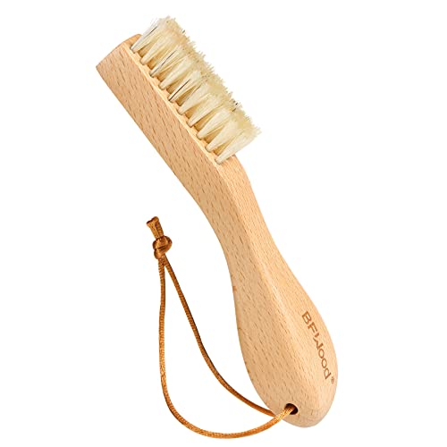 BFWood Laundry Stain Brush, Natural Soft Boar Bristle for Scrubbing Out Tough Stains on Delicate Fabrics, Knits, Cotton, Linens, No Damage