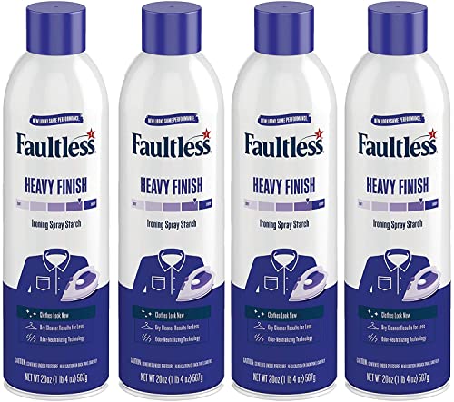 Laundry Starch Spray, Faultless Heavy Spray Starch 20 oz Cans for a Smooth Iron Glide on Clothes & Fabric Even Spray, Easy Iron Glide, No Reside (Pack of 4)