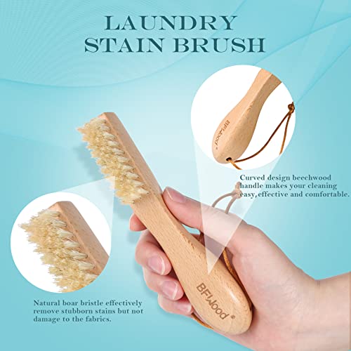 BFWood Laundry Stain Brush, Natural Soft Boar Bristle for Scrubbing Out  Tough Stains on Delicate Fabrics, Knits, Cotton, Linens, No Damage