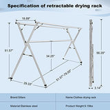 Sillars Clothes Drying Rack, 79 inches Laundry Drying Rack Clothing Foldable & Collapsible Stainless Steel Heavy Duty Clothing Drying Rack with Windproof Hooks for Indoor Outdoor