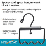 High Road Heavy Duty Car Clothes Hanger with Carry Handle and Hooks for Dry Cleaning, Moving and Road Trips