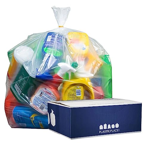 Plasticplace 18 Gallon Recycling Bags, 1.2 Mil, Clear, case of 200 bags