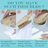 BFWood Laundry Stain Brush, Natural Soft Boar Bristle for Scrubbing Out Tough Stains on Delicate Fabrics, Knits, Cotton, Linens, No Damage