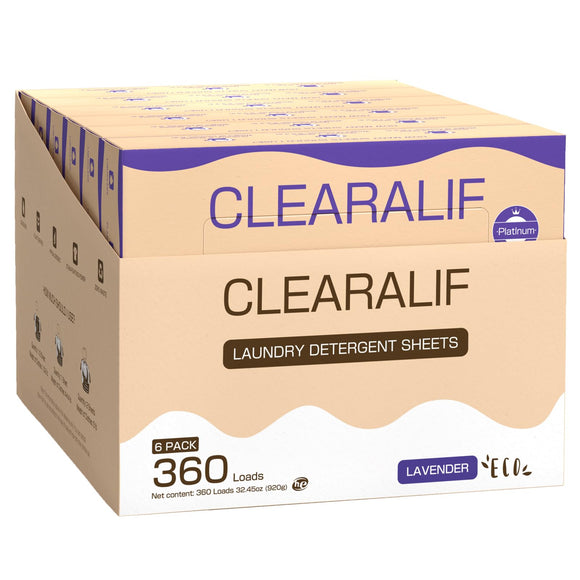 CLEARALIF Laundry Detergent Sheets, Up to 360 Loads, Fresh Lavender, liquidless, Eco-Friendly, Zero Waste, Save Space, Travel Laundry Strips for HE Machine